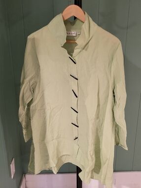 Pale Green Button-Up Hi-Lo Shirt,  Habitat, XL